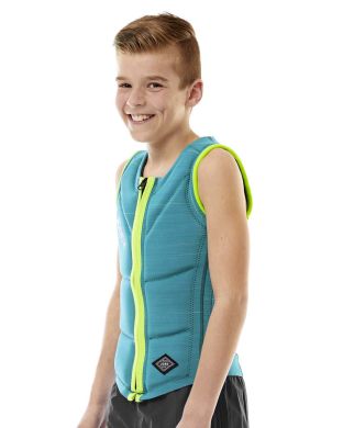 Reversible Comp Vest Zipper Teal Blue|Silver Grey Youth JOBE, 554018008, JOBE 554018008, youth safety vest, kid's safety vest, Waistcoat, Life jacket, Water vest, vest for kids