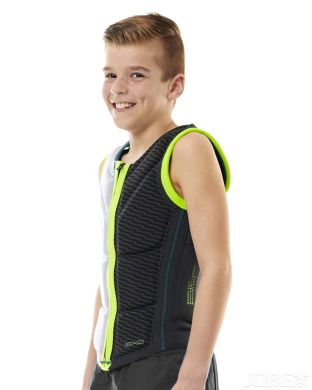 Reversible Comp Vest Zipper Teal Blue|Silver Grey Youth JOBE, 554018008, JOBE 554018008, youth safety vest, kid's safety vest, Waistcoat, Life jacket, Water vest, vest for kids