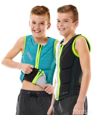 Reversible Comp Vest Zipper Teal Blue|Silver Grey Youth JOBE, 554018008, JOBE 554018008, youth safety vest, kid's safety vest, Waistcoat, Life jacket, Water vest, vest for kids