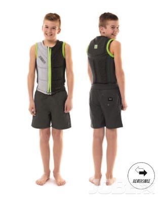 Reversible Comp Vest Zipper Teal Blue|Silver Grey Youth JOBE, 554018008, JOBE 554018008, youth safety vest, kid's safety vest, Waistcoat, Life jacket, Water vest, vest for kids